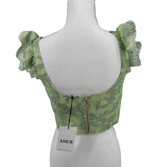 NEW Amur Rafaela Floral Linen Bustier Cropped Top Large - Picture 5 of 10